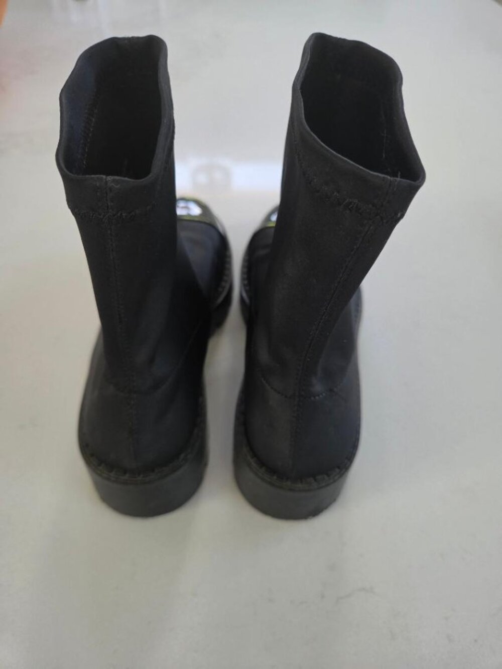 Zara Black Stretch Ankle Bootie with Patent Toe Cap  9/Eur 39 - Picture 10 of 14